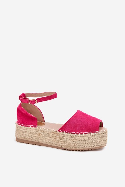 Women's platform espadrilles with weaving fuchsia Selise 2