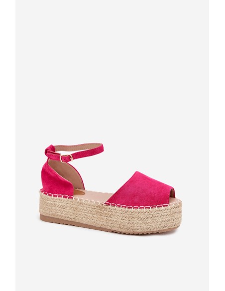 Women's platform espadrilles with weaving fuchsia Selise