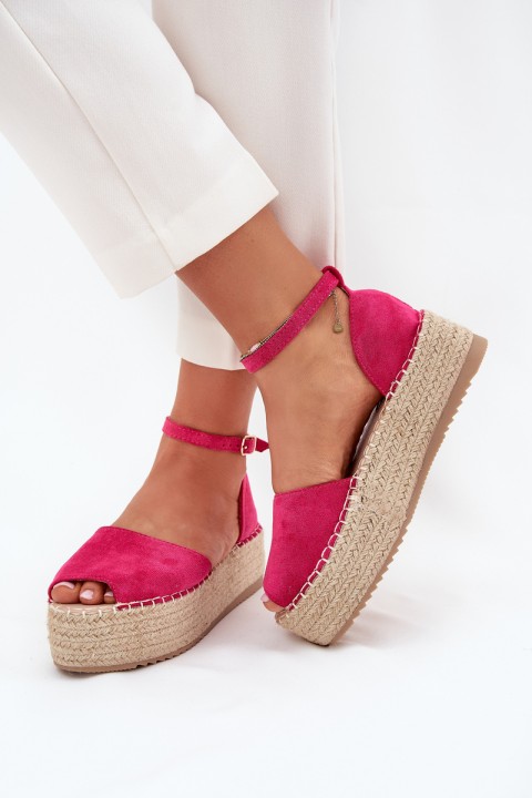 Women's platform espadrilles with weaving fuchsia Selise
