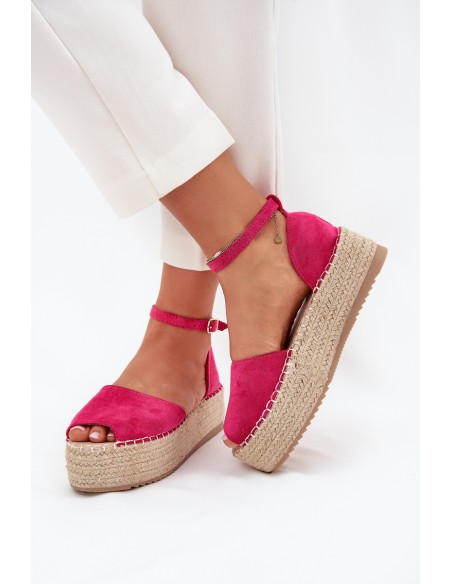 Women's platform espadrilles with weaving fuchsia Selise