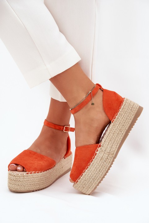 Women's espadrilles on a platform with weaving orange Selise