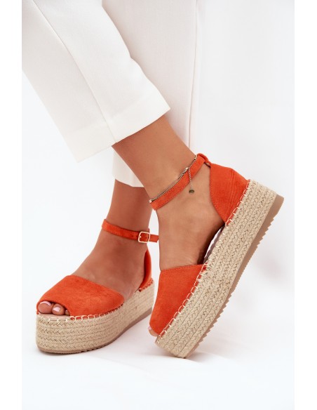 Women's espadrilles on a platform with weaving orange Selise