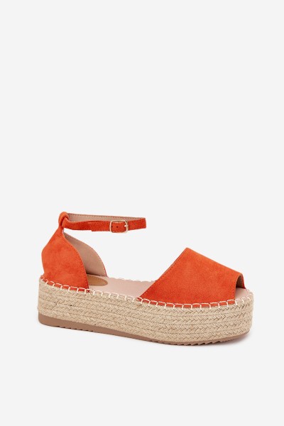 Women's espadrilles on a platform with weaving orange Selise 2
