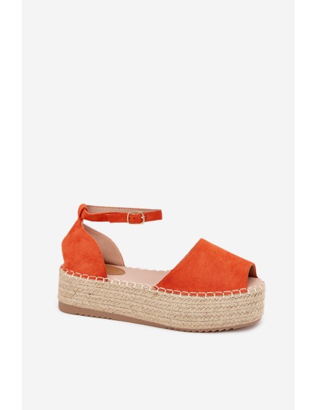 Women's espadrilles on a platform with weaving orange Selise