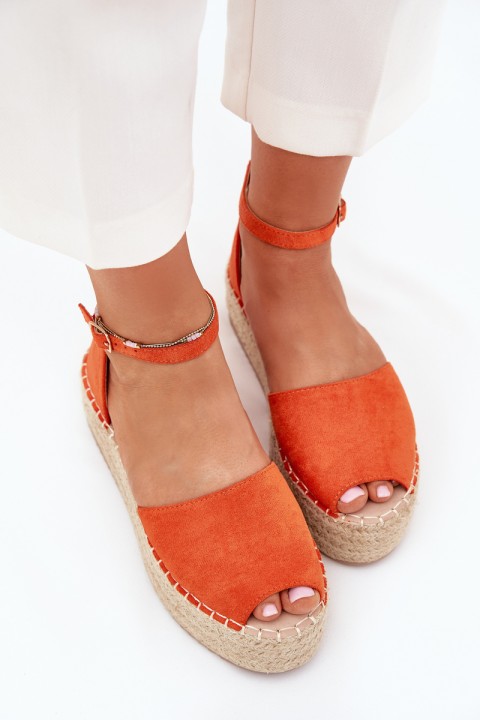 Women's espadrilles on a platform with weaving orange Selise