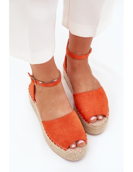 Women's espadrilles on a platform with weaving orange Selise