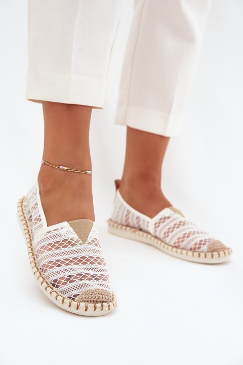 Lace Women's Espadrilles With Mesh White Faylira