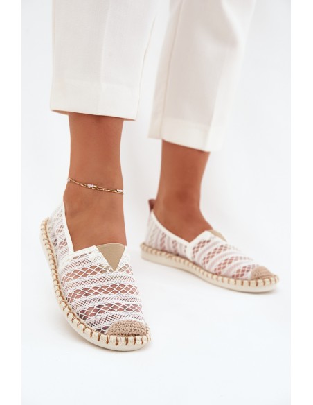Lace Women's Espadrilles With Mesh White Faylira