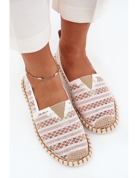 Lace Women's Espadrilles With Mesh White Faylira