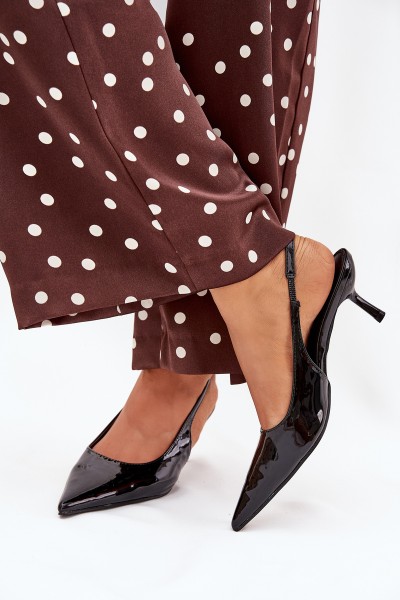 Lacquered High Heels With Open Heel Black Talira