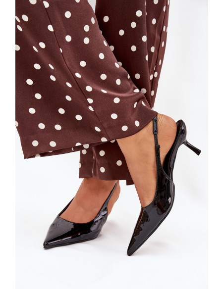 Lacquered High Heels With Open Heel Black Talira