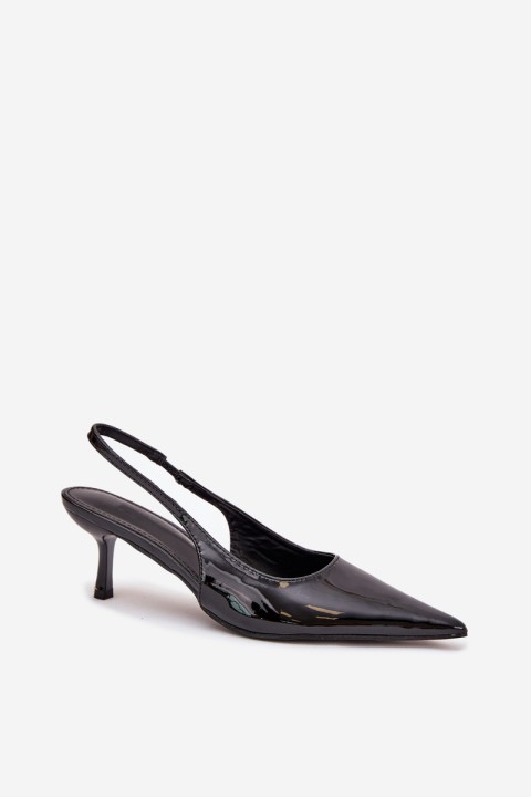 Lacquered High Heels With Open Heel Black Talira