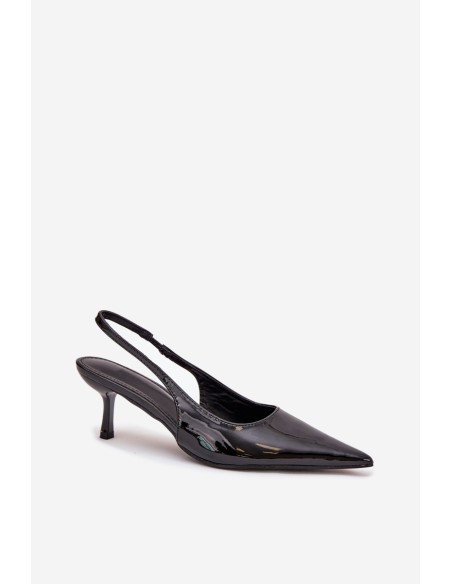 Lacquered High Heels With Open Heel Black Talira