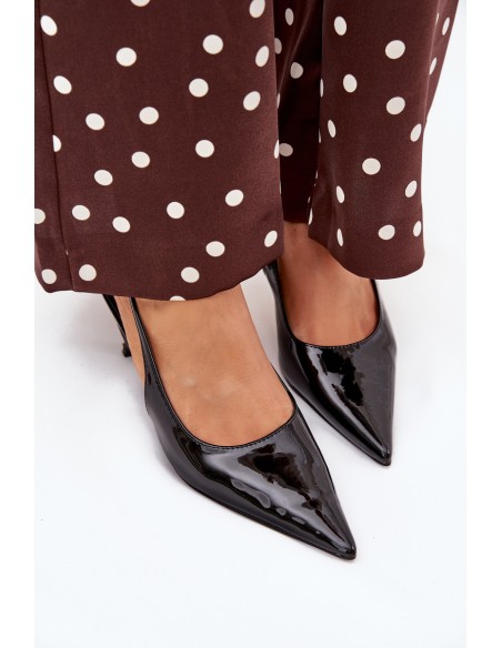 Lacquered High Heels With Open Heel Black Talira