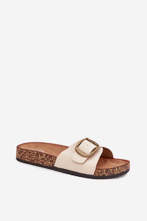Women's sandals on cork platform with buckle beige Vianara
