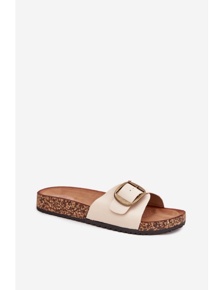 Women's sandals on cork platform with buckle beige Vianara