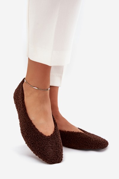 Ladies Ballet Flats With Sheepskin Chocolate Zimira 2