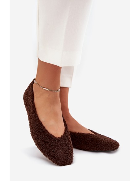 Ladies Ballet Flats With Sheepskin Chocolate Zimira