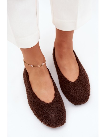 Ladies Ballet Flats With Sheepskin Chocolate Zimira
