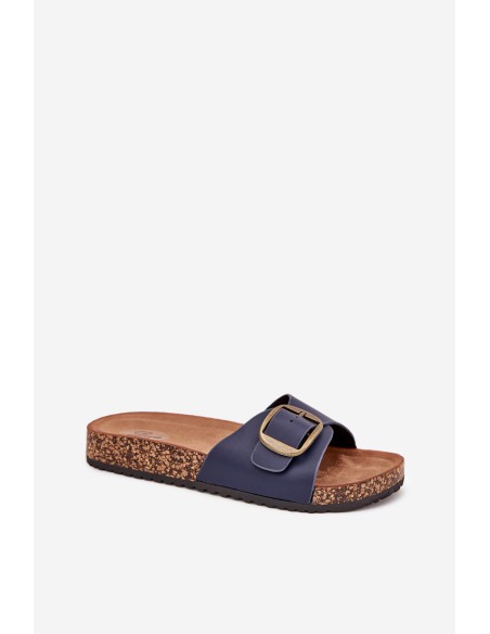 Women's Sandals On Cork Platform With Buckle Blue Vianara