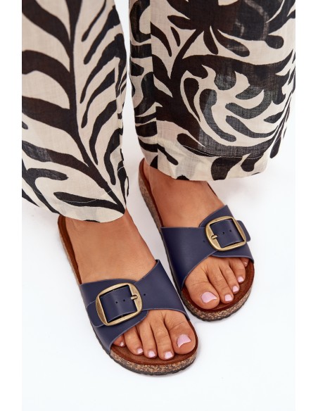 Women's Sandals On Cork Platform With Buckle Blue Vianara