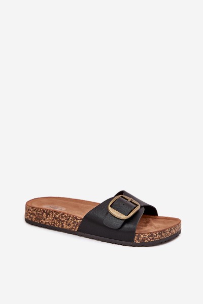 Women's sandals on cork platform with buckle black Vianara 2