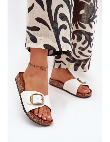 Women's Cork Platform Sandals With Buckle White Vianara