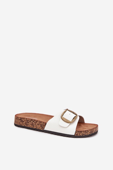 Women's Cork Platform Sandals With Buckle White Vianara