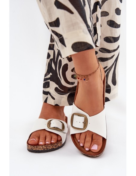 Women's Cork Platform Sandals With Buckle White Vianara
