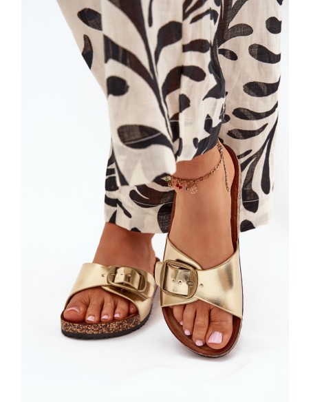 Women Sandals On Cork Platform With Buckle Golden Vianara