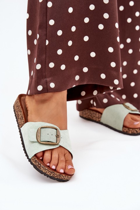 Women's sandals with buckle on cork platform mint Zavira