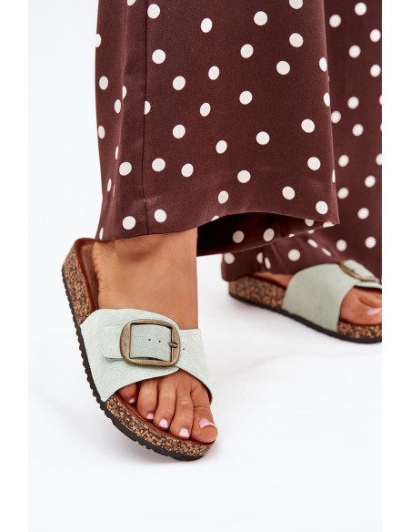 Women's sandals with buckle on cork platform mint Zavira