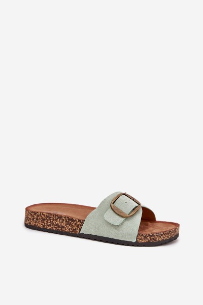 Women's sandals with buckle on cork platform mint Zavira 2