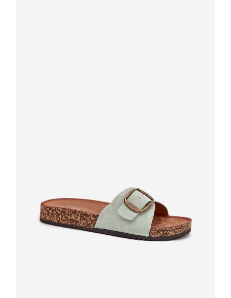 Women's sandals with buckle on cork platform mint Zavira