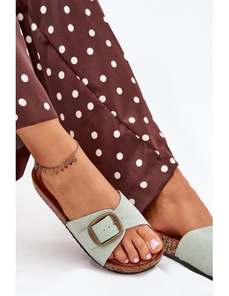 Women's sandals with buckle on cork platform mint Zavira