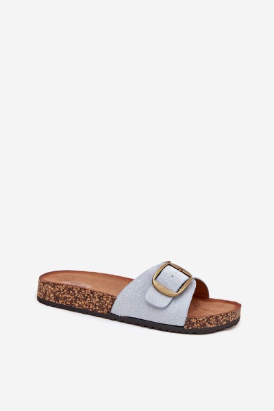 Women's Slippers With Buckle On Cork Platform Blue Zavira 2