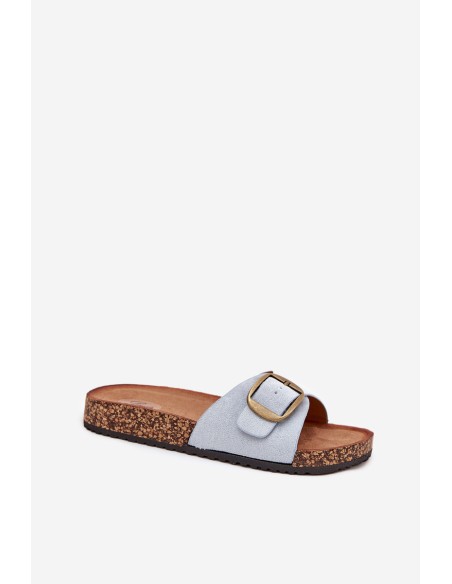 Women's Slippers With Buckle On Cork Platform Blue Zavira