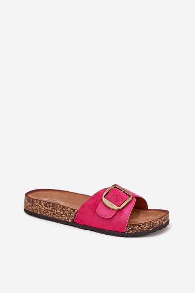 Women's sandals with buckle on cork platform fuchsia Zavira 2