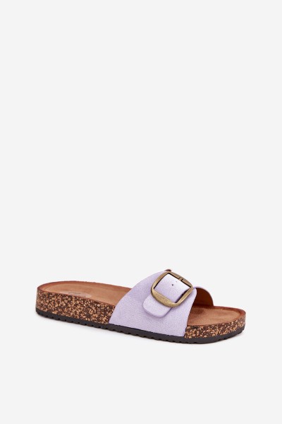 Women's Slippers With Buckle On Cork Platform Lilac Zavira 2