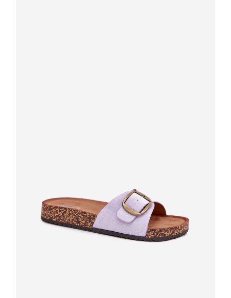 Women's Slippers With Buckle On Cork Platform Lilac Zavira