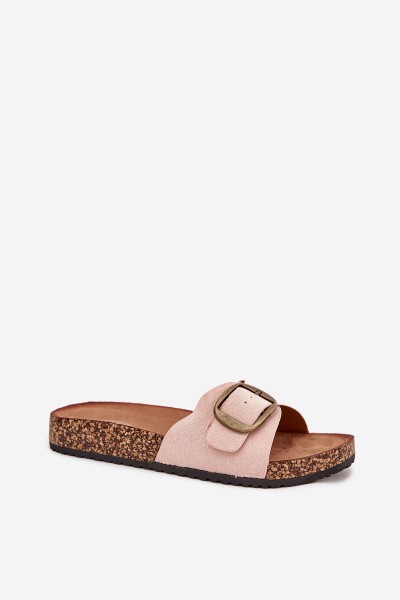 Women's sandals with buckle on cork platform pink Zavira 2