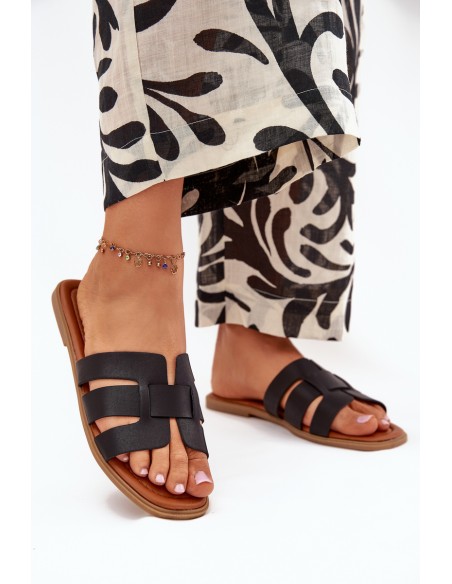 Women's Flat Heeled Sandals Black Mirona