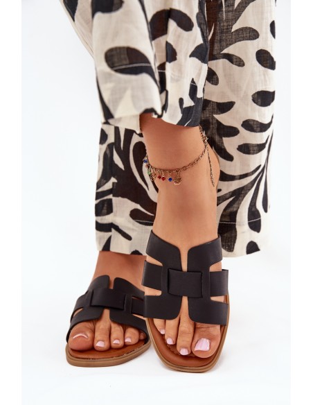 Women's Flat Heeled Sandals Black Mirona