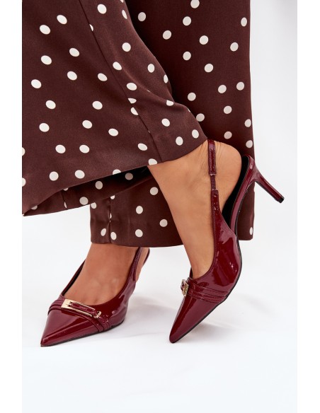 Lacquered Stiletto Heels With Gold Buckle Bordeaux Vivae