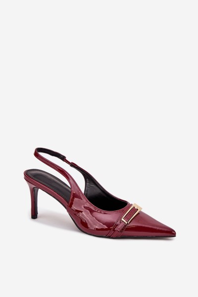 Lacquered Stiletto Heels With Gold Buckle Bordeaux Vivae 2