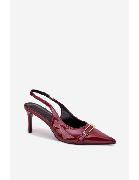 Lacquered Stiletto Heels With Gold Buckle Bordeaux Vivae