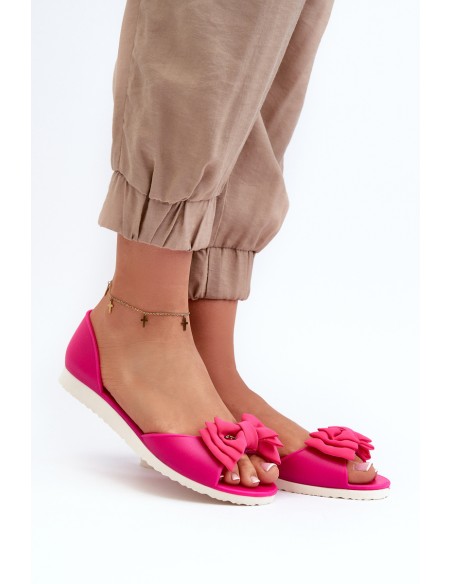 Women's Rubber Ballerina Flats with Bow Fuchsia Georia