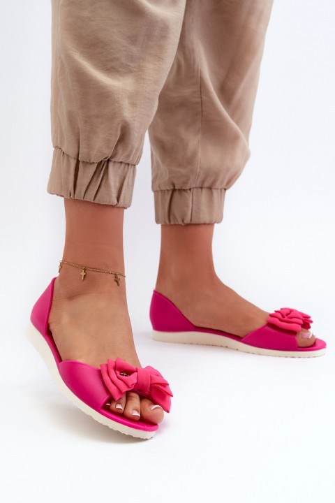 Women's Rubber Ballerina Flats with Bow Fuchsia Georia