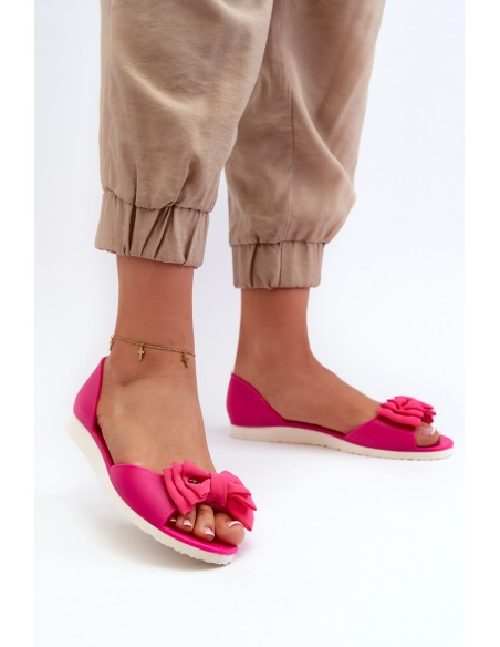 Women's Rubber Ballerina Flats with Bow Fuchsia Georia