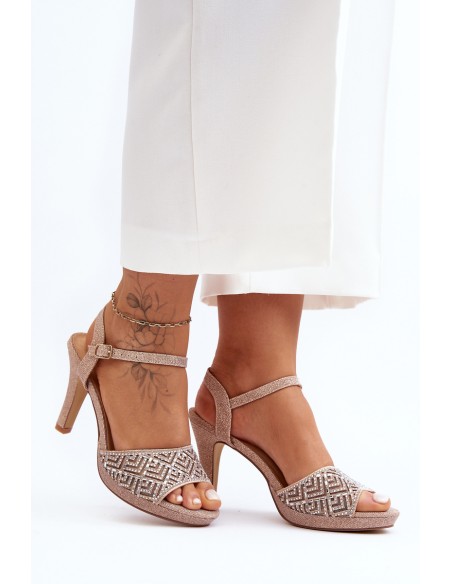 Puošnios aukštakulnės basutės D&A MR1038-44 rausvos aukso spalvos